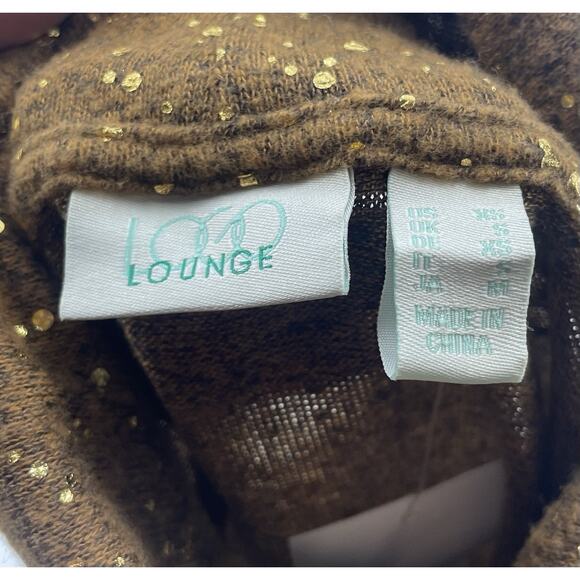 LOGO Lounge Lori Goldstein Foil Turtleneck Sweater Cathay Spice Gold Size XS NEW - Picture 4 of 5